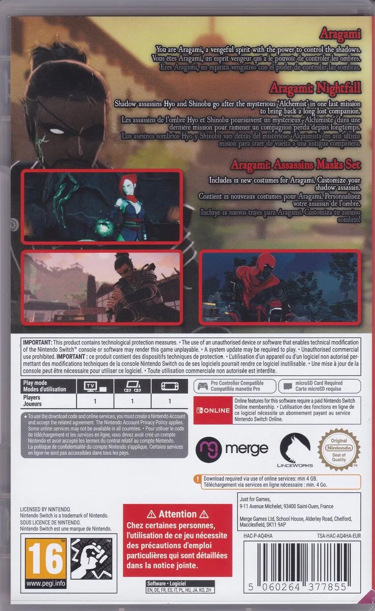 Aragami - Shadow Edition Code In Box - EN FR ES