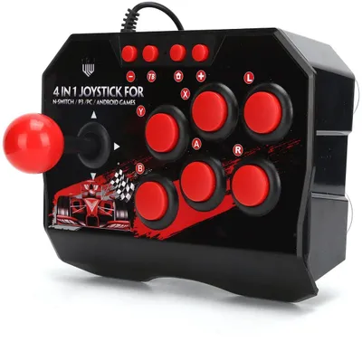 Universele Arcade Fight Stick voor , PC, PS3 - Ergonomisch Ontwerp in Zwart-Rood