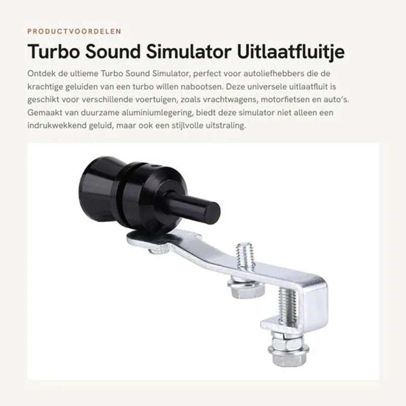 Turbo Sound Simulator Universeel - Uitlaatfluit - Aluminiumlegering - 18 Mm/23 Mm/27 Mm - Voor Auto's/Vrachtwagens/Motorfietsen - 100% Gloednieuw