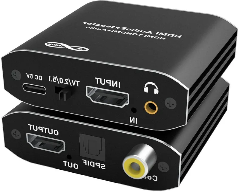HDMI Audio Extractor voor 4K Video, Splitter en Converter naar Optisch, Coaxiaal en 3.5mm Stereo voor HDTV, , en Blu-ray Spelers