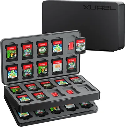 Game Card Opslagdoos voor , OLED en Lite - Draagbare Organizer met 40 Slots voor Game Cards en Micro SD Kaarten - Zwart