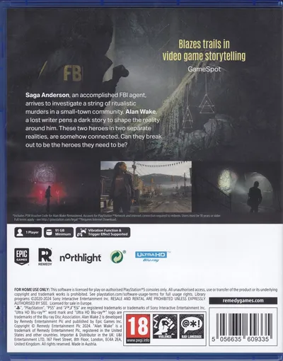 Alan Wake 2 Remastered - Deluxe Edition Includes Alan Wake Remastered Digital Edition