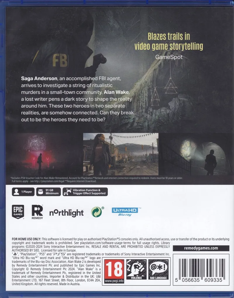 Alan Wake 2 Remastered - Deluxe Edition Includes Alan Wake Remastered Digital Edition