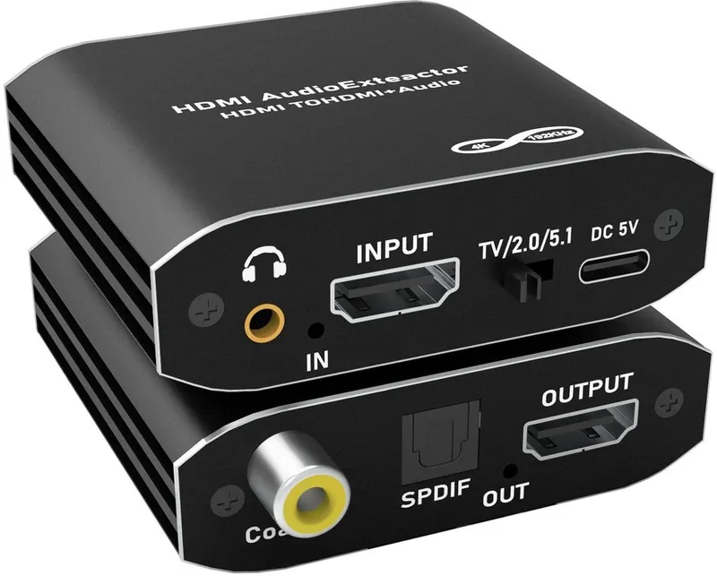 HDMI Audio Extractor voor 4K Video, Splitter Converter naar Optical, Coaxial en 3.5mm Stereo voor HDTV, , en Blu-ray Spelers
