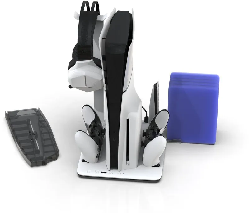 DLX+LED Stand - Multi LED - Charges Controllers(inc. Edge), 3sp Fan w. game, headset and remote store