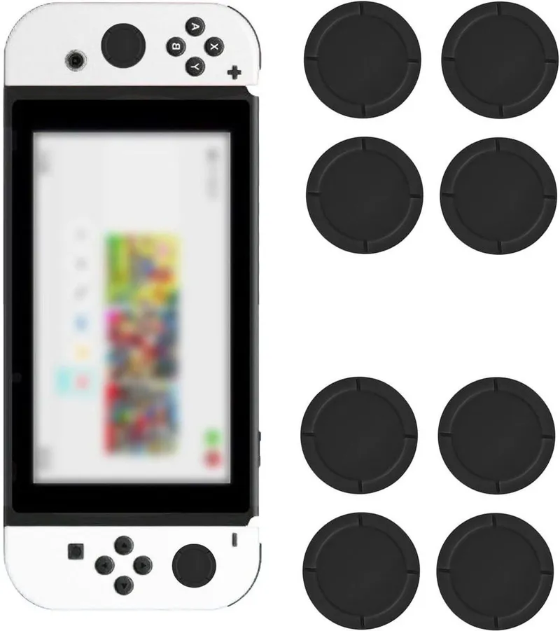 8-delige duimgrepen en beschermhoezen voor joystick, silicone caps voor Lite en OLED (zwart)