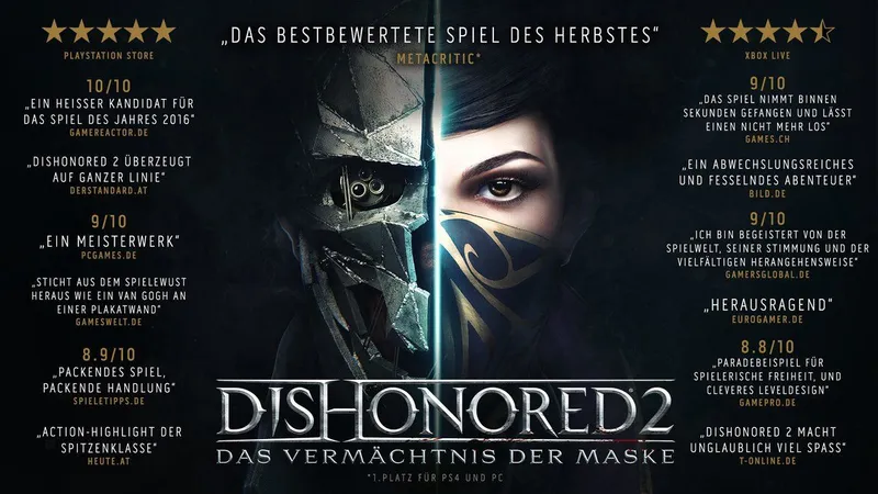 Bethesda Dishonored 2 Standaard Duits, Engels, Vereenvoudigd Chinees, Spaans, Frans, Italiaans, Japans, Pools, Portugees, Russisch