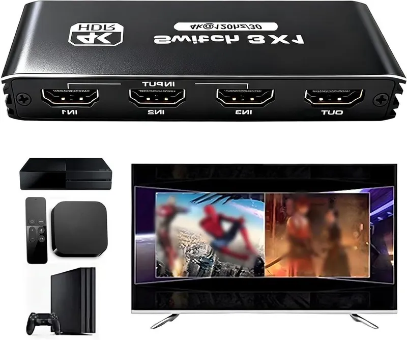 3-in-1 Video voor 4K 120Hz en 8K 30Hz met Afstandsbediening, Geschikt voor , Xbox en TV